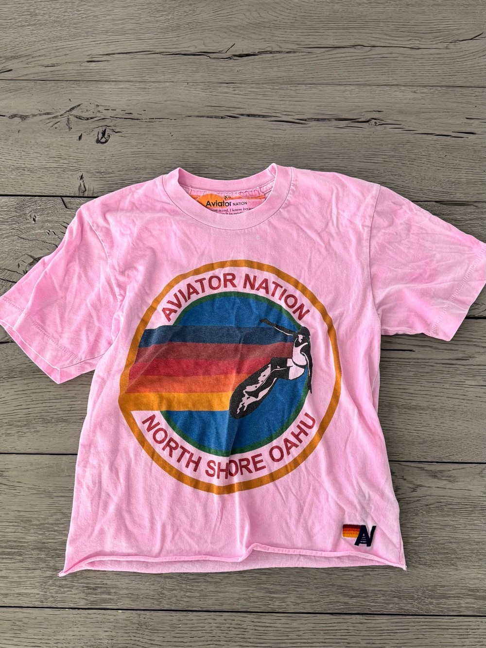 Aviator Nation Pink Kids North Shore Oahu Retro Stripe Tee